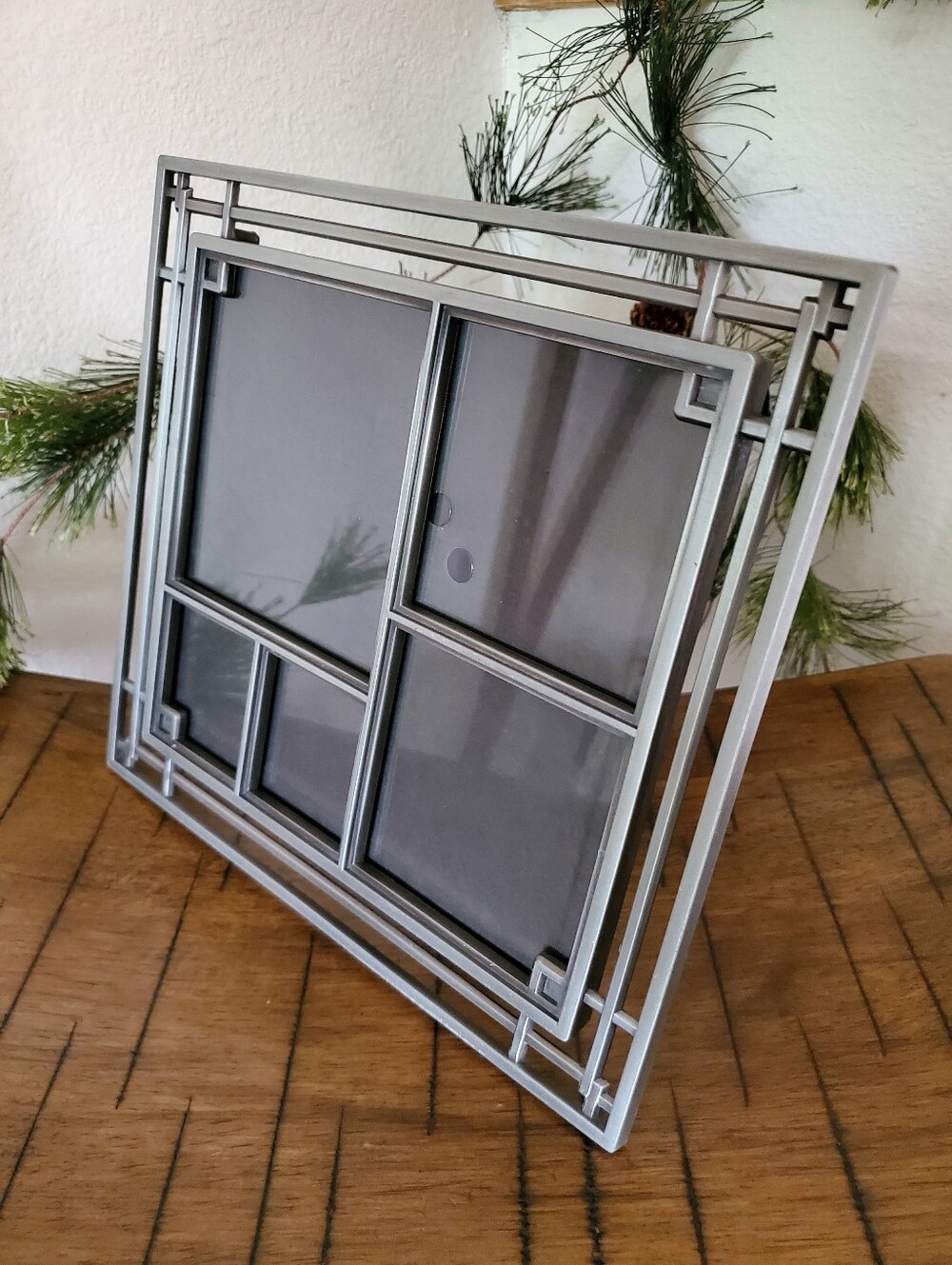 Polished Silver Pewter Finish Multi-Photo Collage Frame Vintage 90's